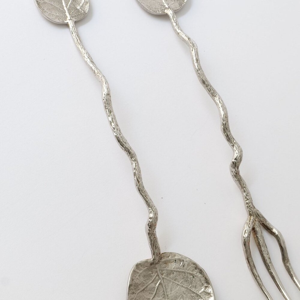 Michael Aram salad utensils set leaf double handled spoon fork rare signed art